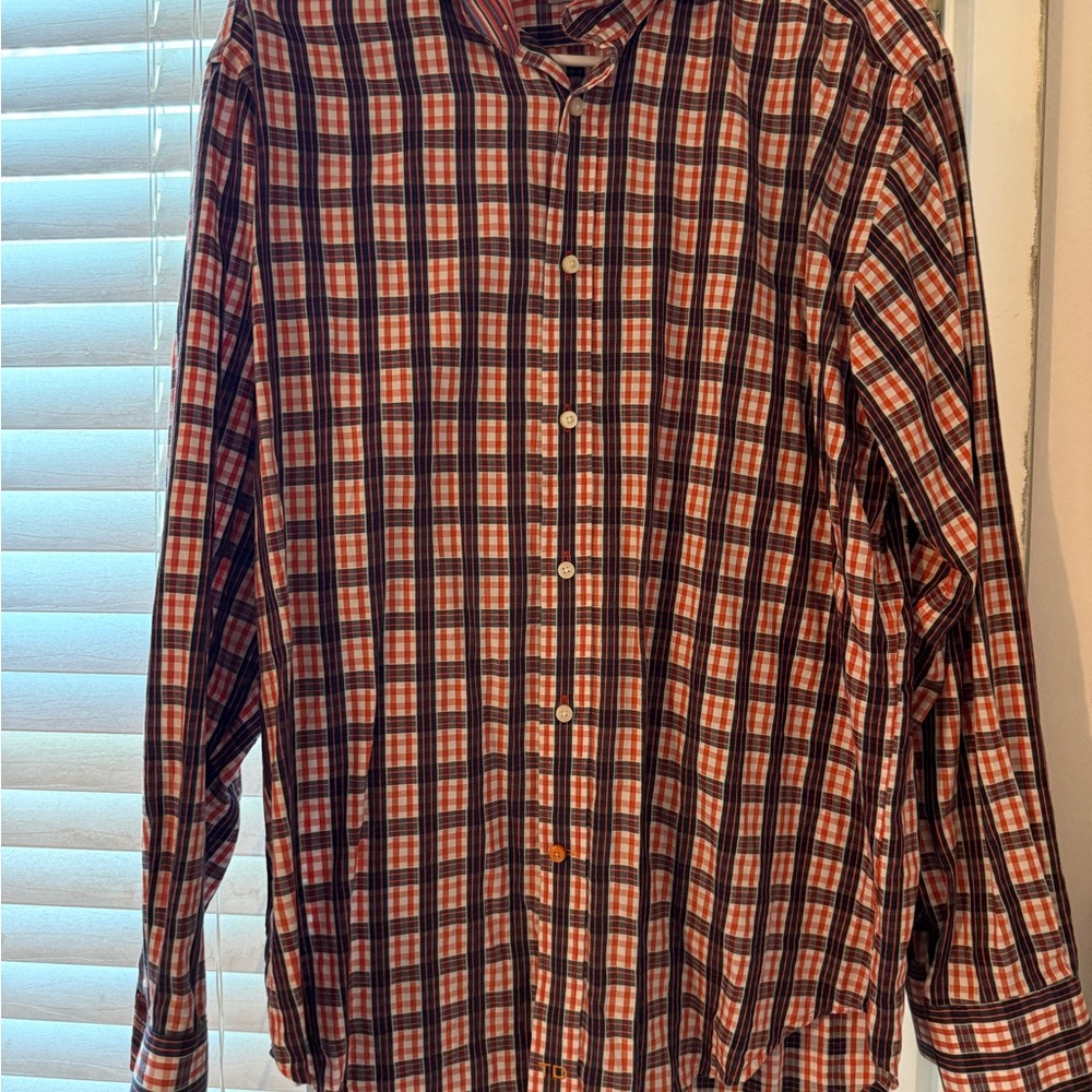 Thomas Dean Multicolor Plaid Button-Down Shirt